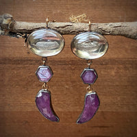 Antique Glass Intaglio Earrings with Ruby Record Keepers and Rosecut Talons